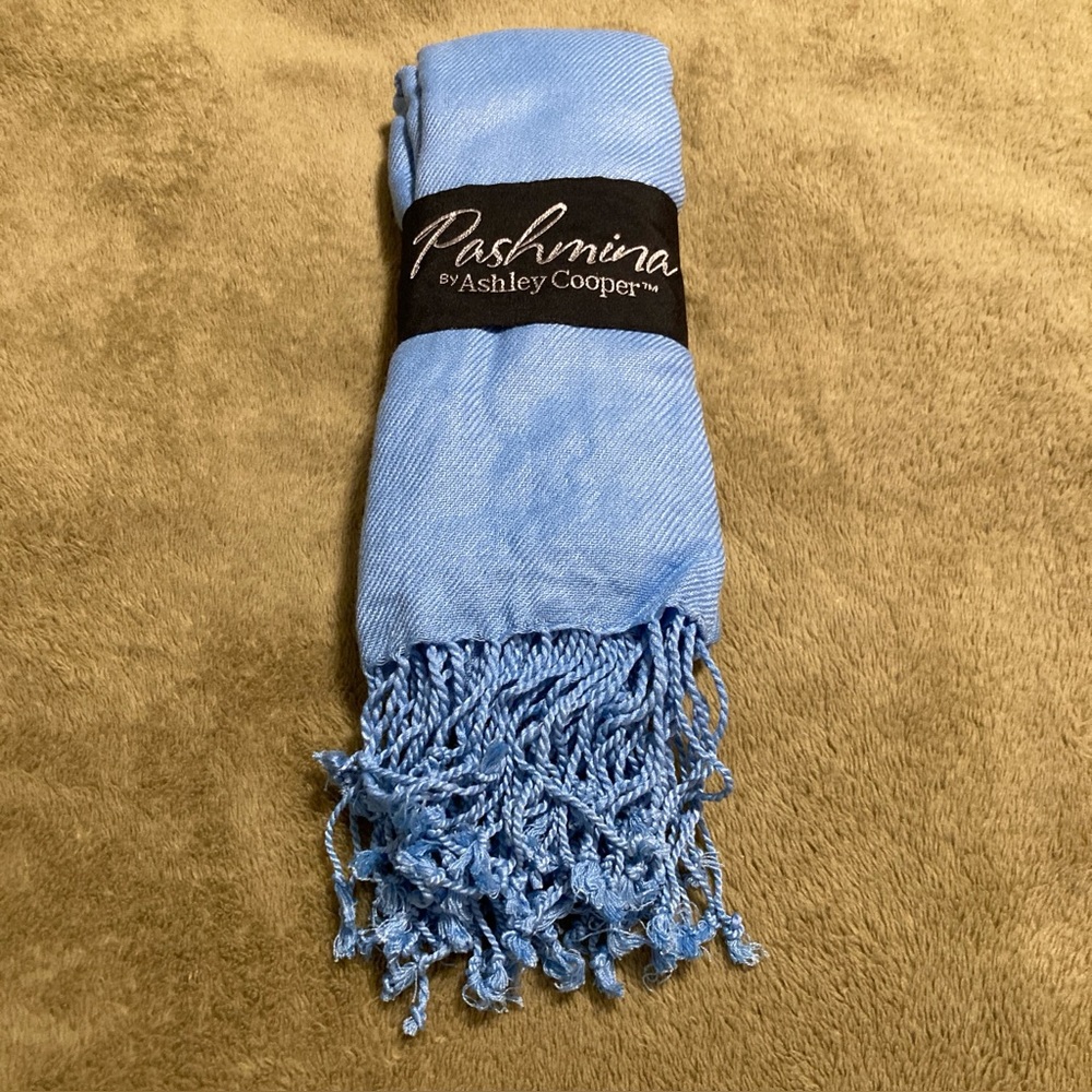 NWT Pashmina by Ashley Cooper Vintage 90s Shawl Wrap Scarf Blue
